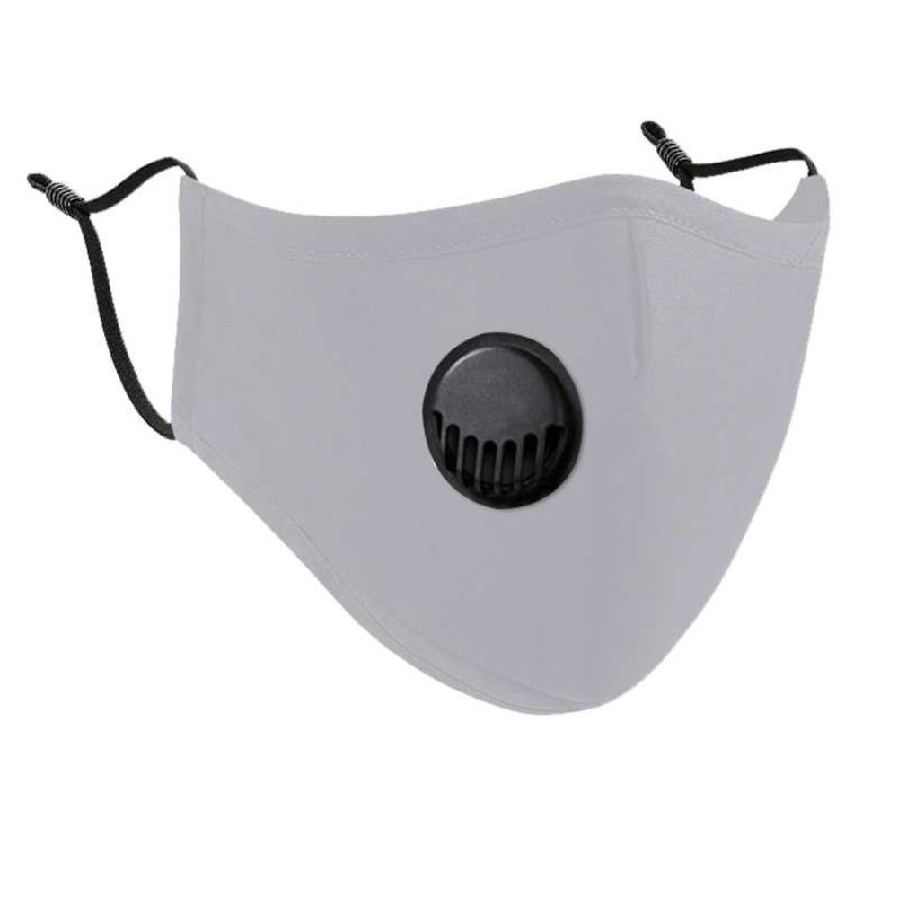 Reusable Gray Cotton Face Mask w/ Vent Valve